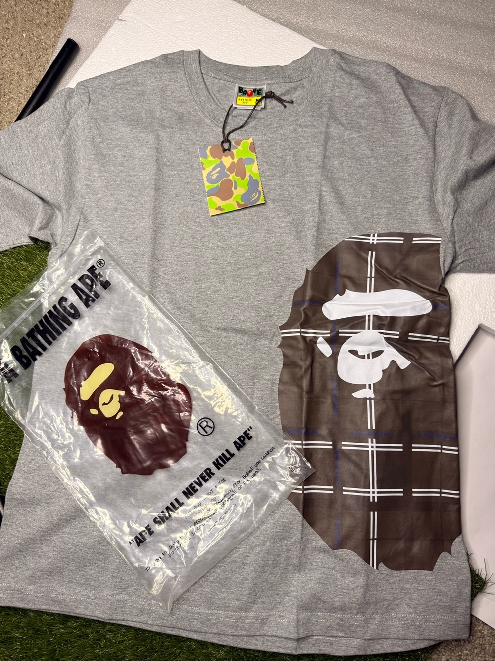 BAPE medium Gray Graphic Tee with Signature Ape Print